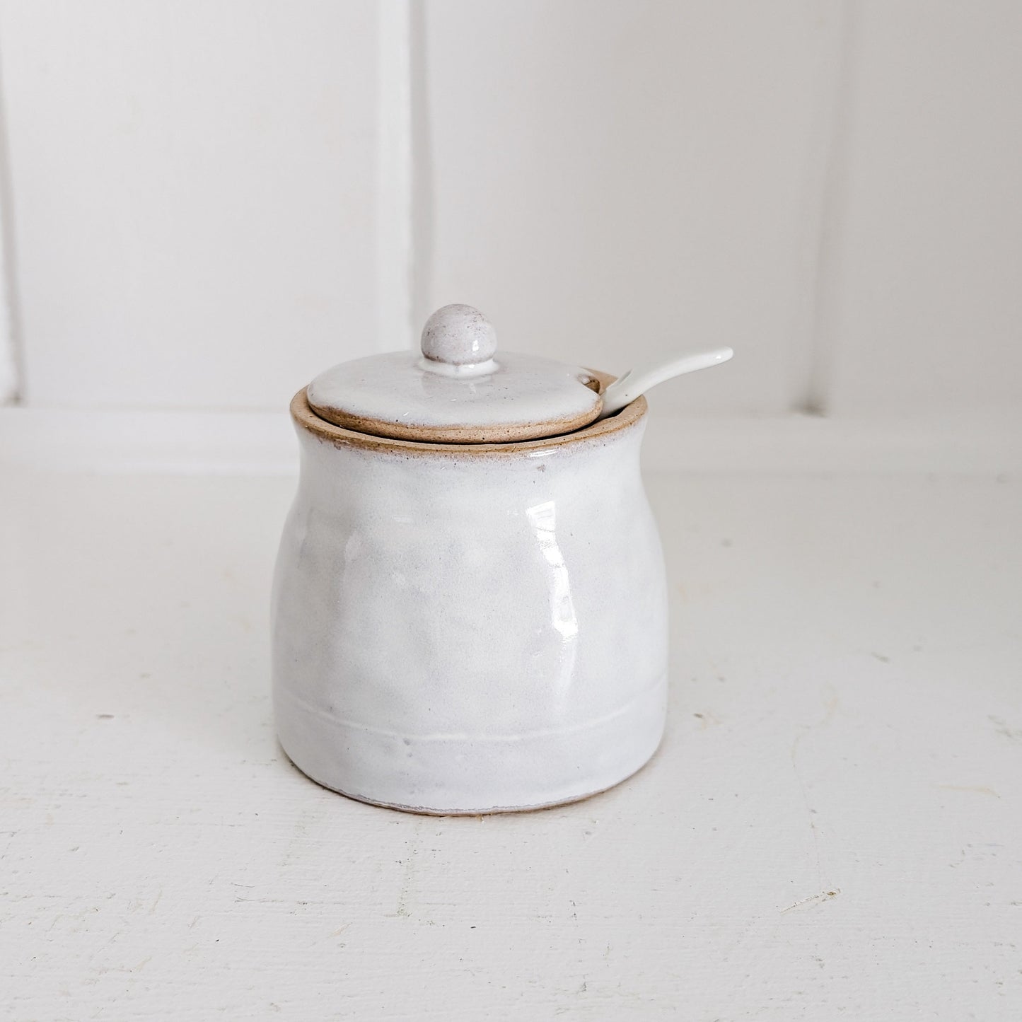 Petite Blue Gray Sugar Holder & Spoon