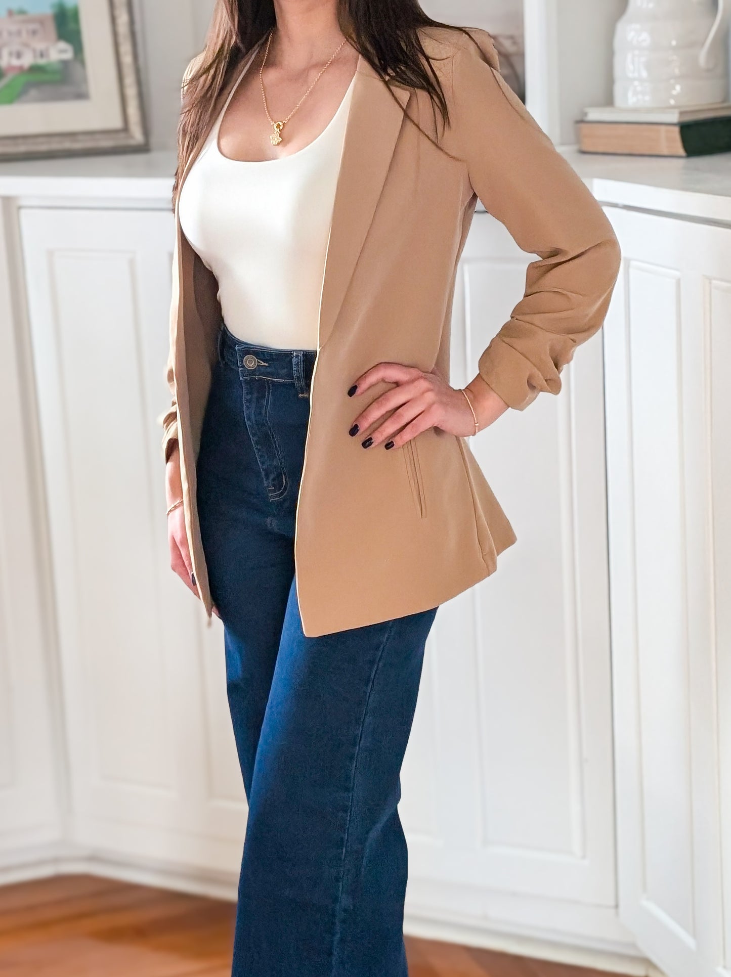 Scrunched Sleeve Blazer