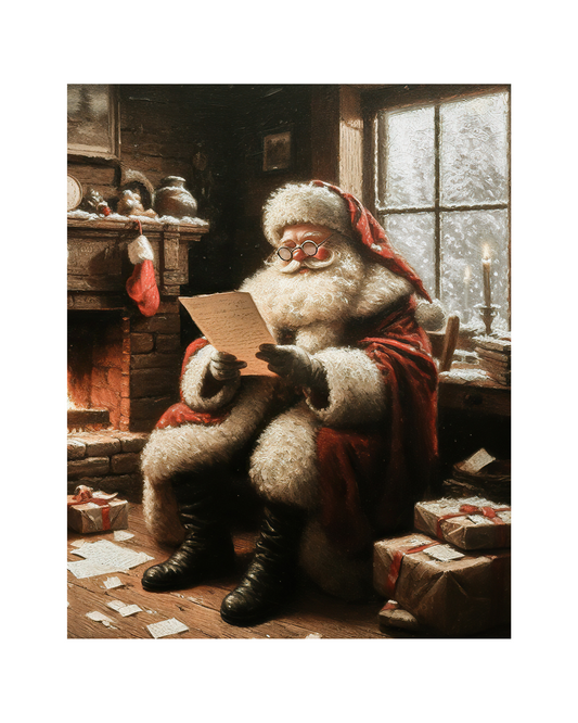 Jolly Santa Vintage Print