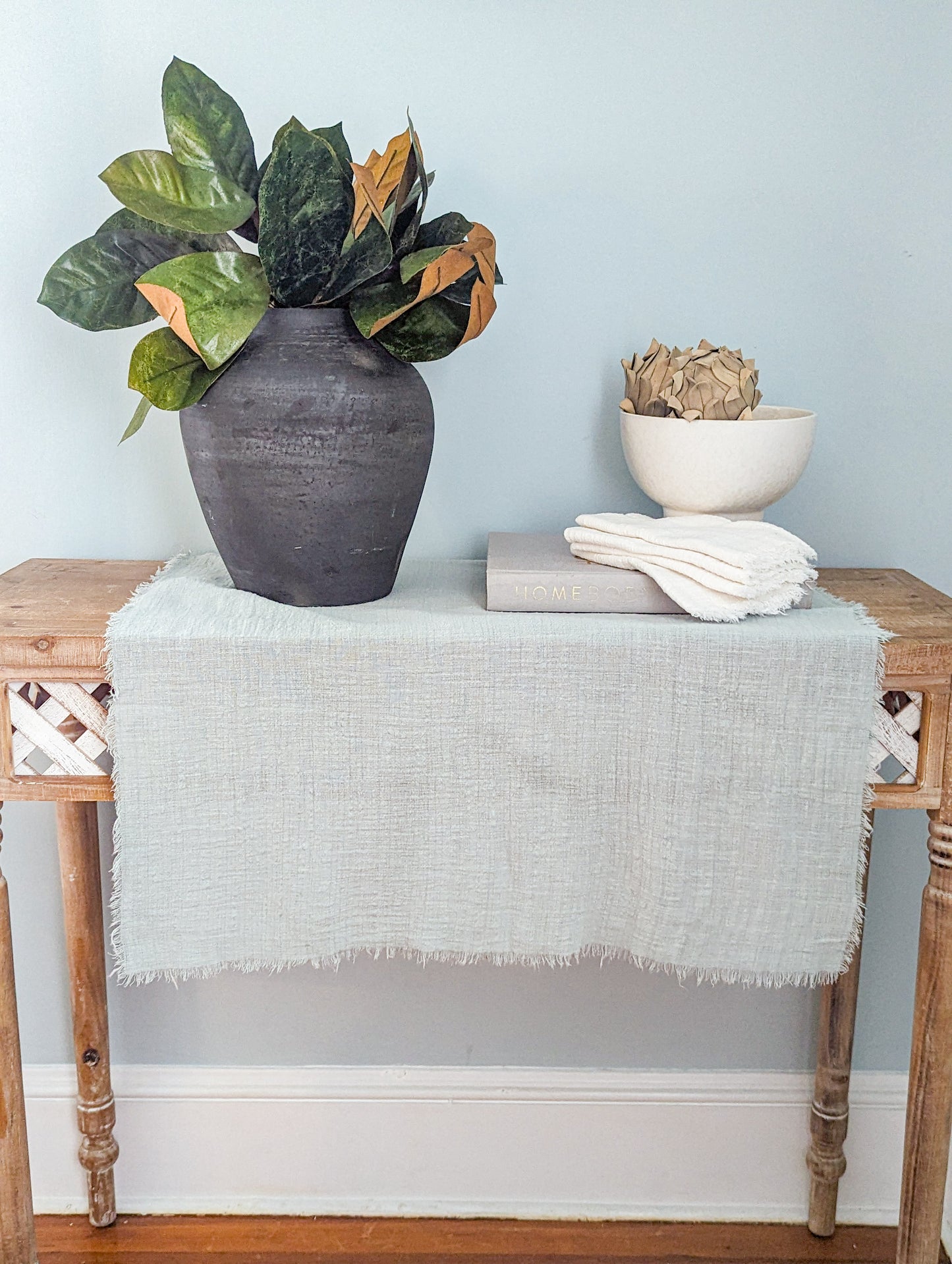 Sage Green Gauze Table Runner