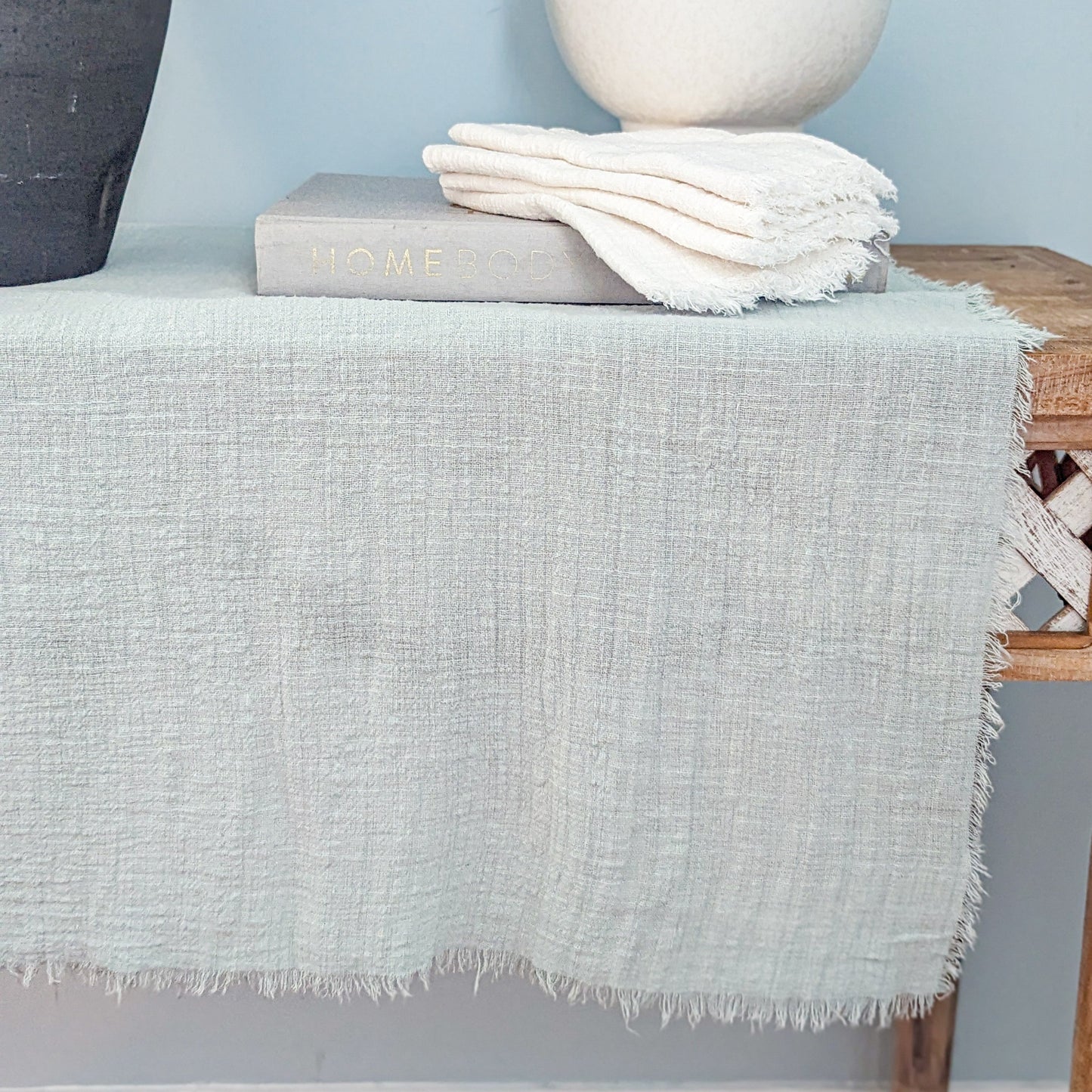 Sage Green Gauze Table Runner