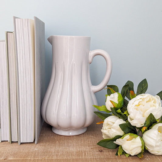 Fluted White Pitcher