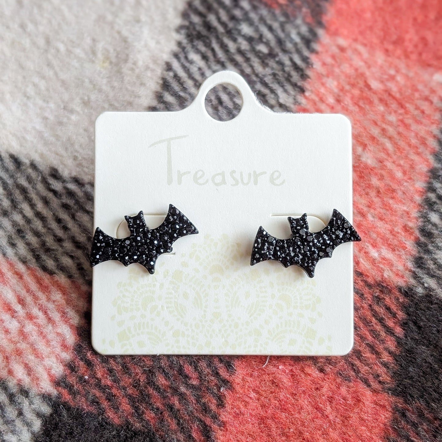 Glitter Black Bat Studs