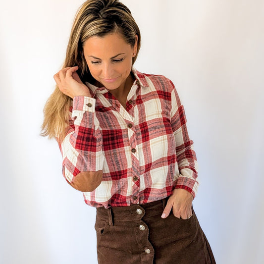 Plaid Suede Patch Shirt