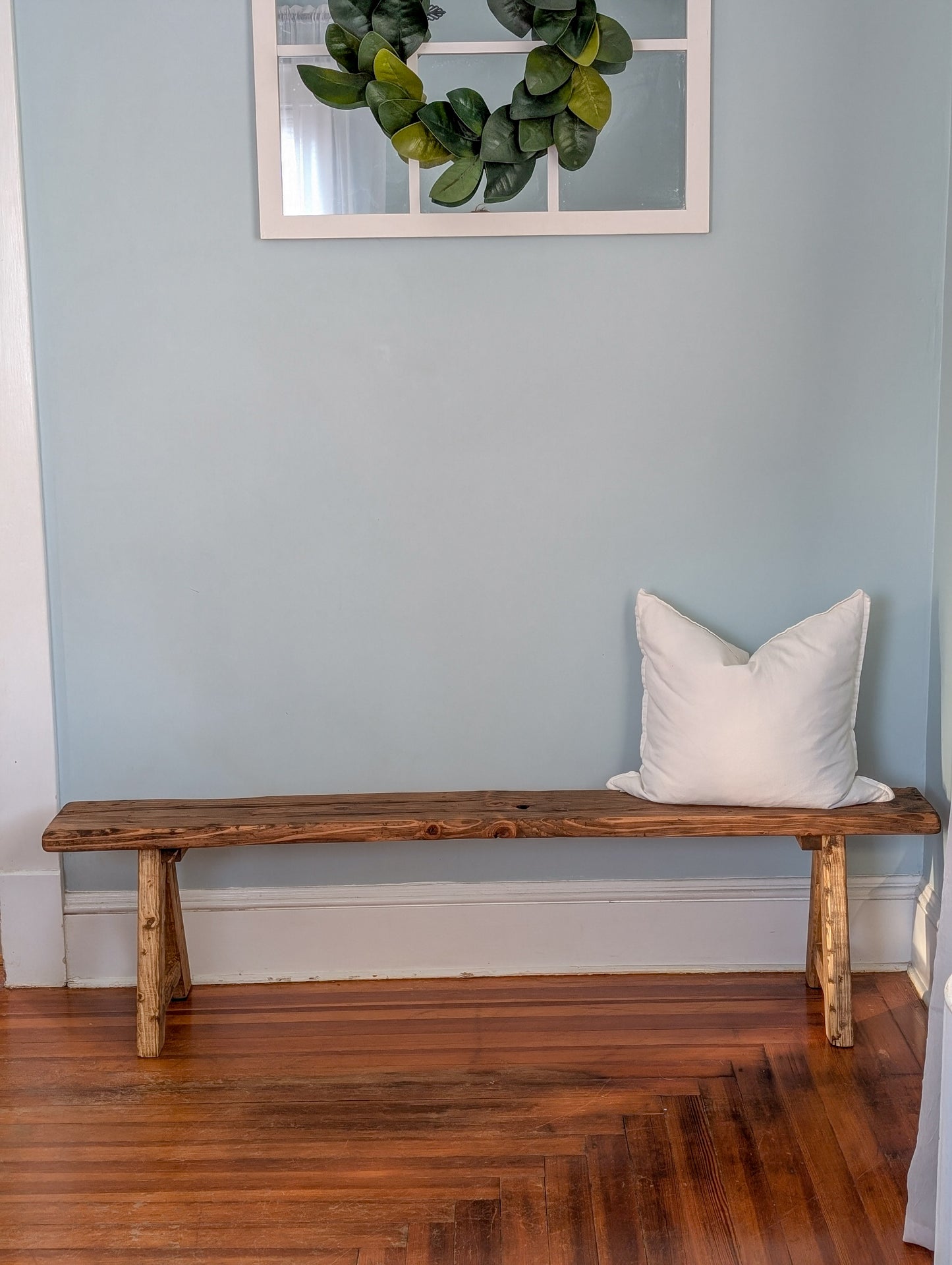 Rustic Weathered Wood Bench