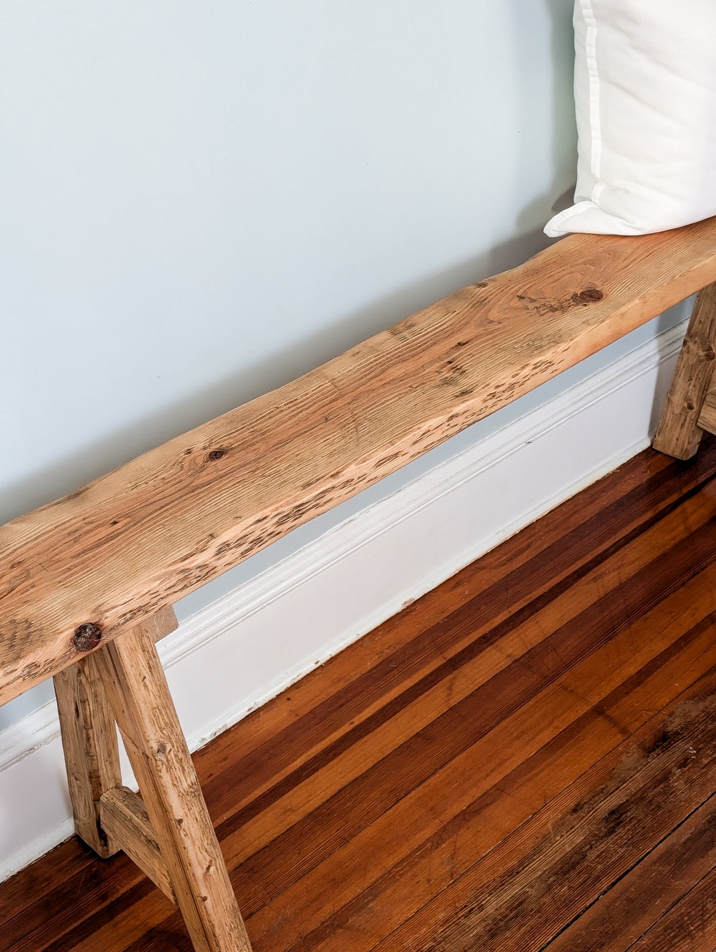 Rustic Weathered Wood Bench