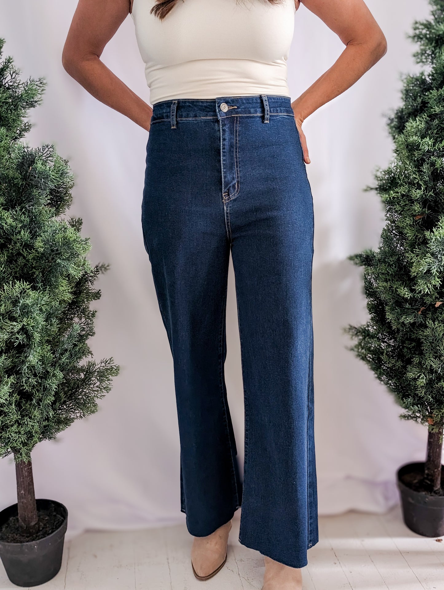 Dark Denim Wide Leg Jeans