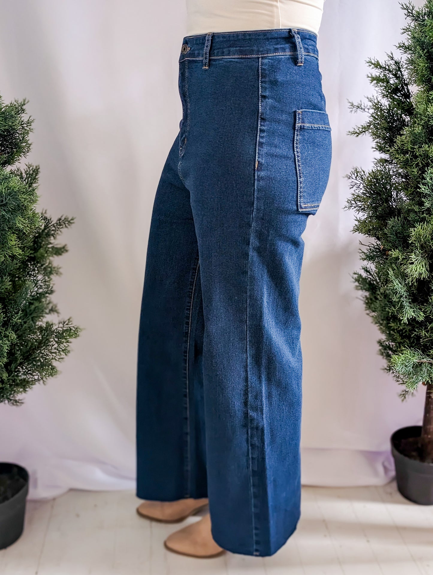 Dark Denim Wide Leg Jeans